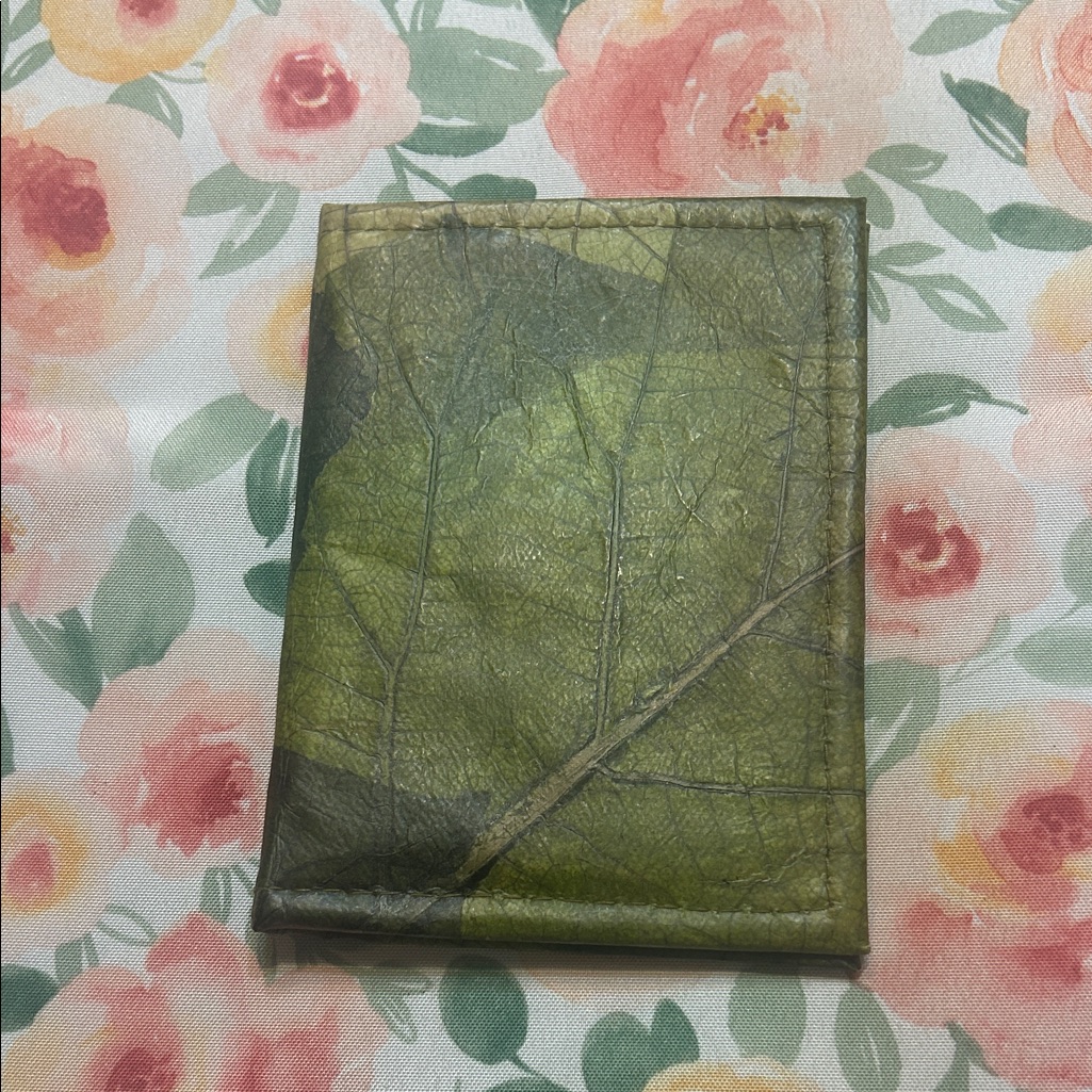 Green Leaf Print Recycled Passport Travel Wallet